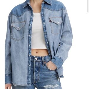Levi’s Effortless Essential Western Denim Shirt Oversized Fit Sz XL EUC